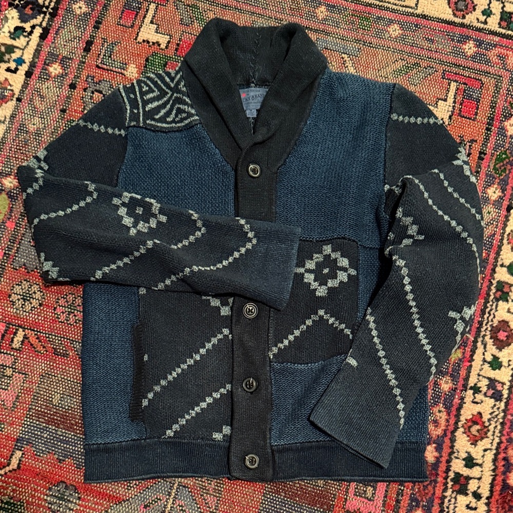 Men's True Indigo Patchwork Cardigan